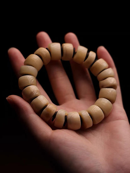 EverestArtStudios Natural Yak Bone Bracelet – Tibetan Style Bone Bead Bracelet – Organic Freeform Mala Bracelet – Handmade Unisex Spiritual Jewelry – Meditation Gift