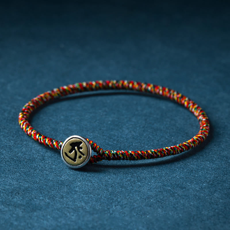 Buddha Stones Handmade 925 Sterling Silver Chinese Zodiac Protection Colorful Rope Bracelet