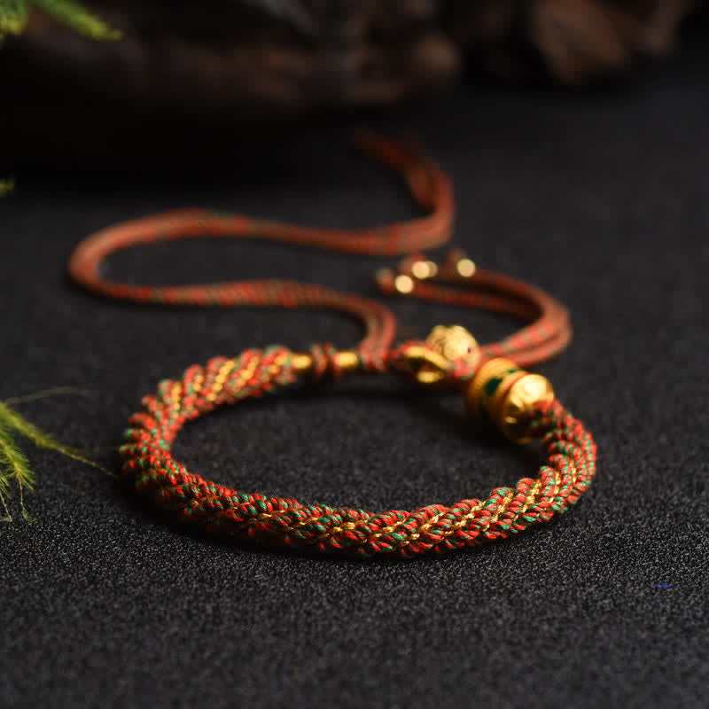 EverestArtstudios Tibetan Handmade Luck Prayer Wheel Bead Charm Weave Colorful String Bracelet