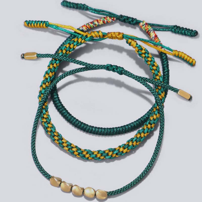EverestArtStudios 3 PCS Tibetan Copper Beads Healing Protection Luck Bracelet Set