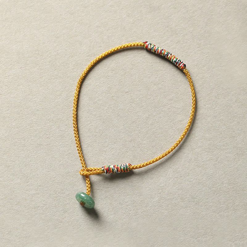 EverestArtstudios Tibetan Handmade Green Aventurine Luck Protection Braided Rope Bracelet