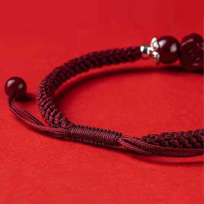 EverestArtstudios Handcrafted PiXiu Cinnabar Wealth Luck Braided Bracelet
