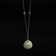Natural Hetian Jade Small Bag Pattern Prosperity String Necklace Pendant