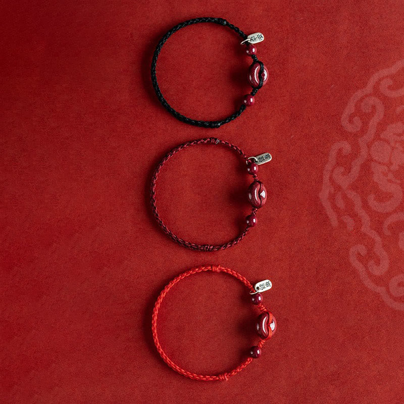 EverestArtStudios Handmade Cinnabar Peace Buckle Safe and Healthy Charm Blessing String Bracelet Anklet