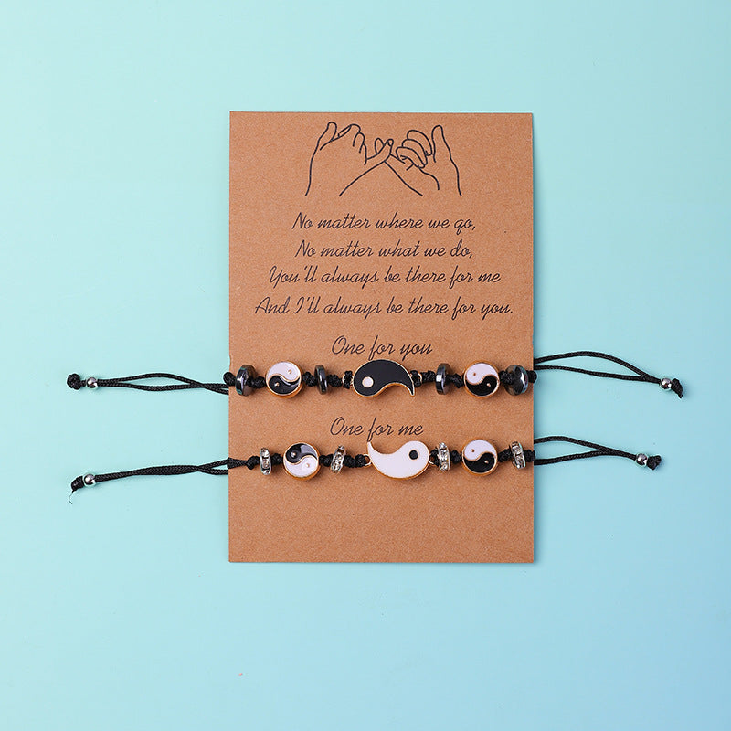 EverestArtStudios 2pcs Yin Yang Hematite Couple Bracelet