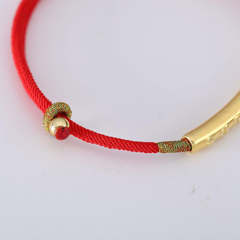 EverestArtStudios Tibetan Buddhist Handmade Mani Mantra Lucky Red String Bracelet