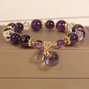 Buddha Stones Natural Amethyst Crystal Money Bag Charm Positive Bracelet