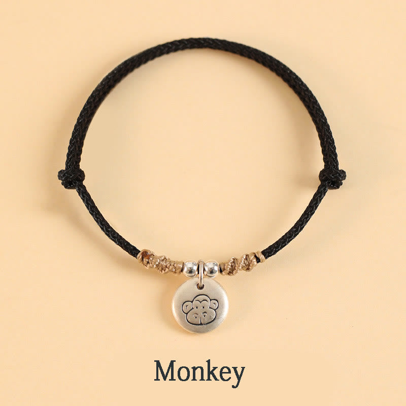 Buddha Stones Handmade 999 Sterling Silver Year of the Dragon Cute Chinese Zodiac Luck Braided Bracelet (Extra 35% Off | USE CODE: FS35)