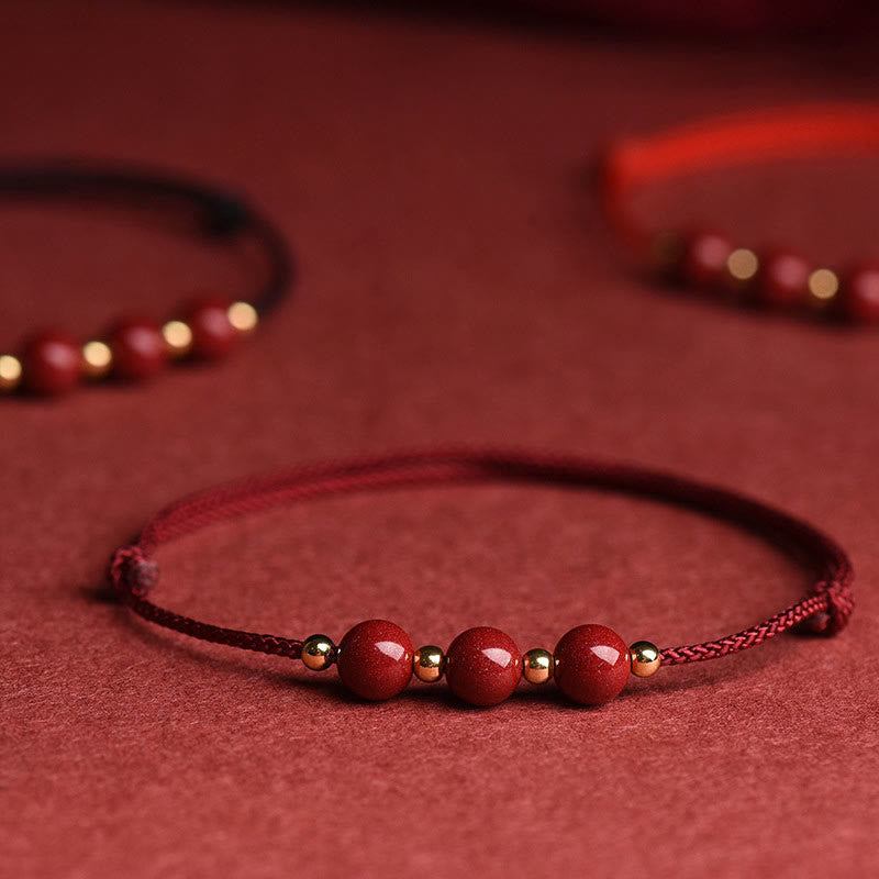 EverestArtstudios Natural Lucky Cinnabar Bead Blessing String Bracelet Anklet