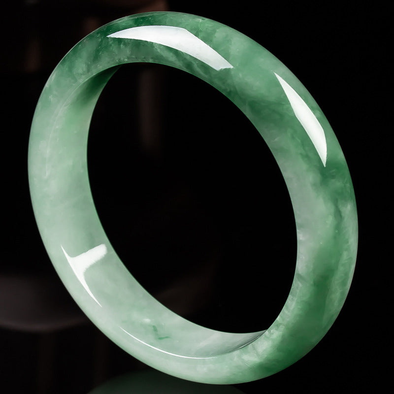 EverestArtStudios Natural Jade Fortune Blessing Bangle Bracelet