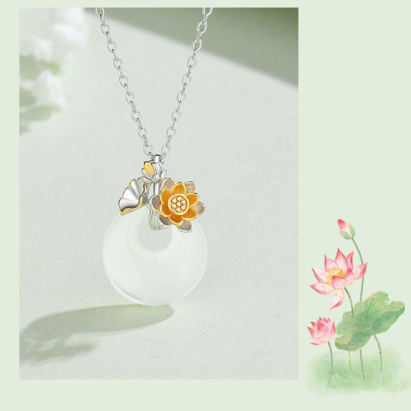 EverestArtstudios 925 Sterling Silver Round Chalcedony Twelve Months Flower Harmony Necklace Pendant