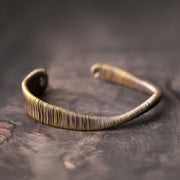 Buddha Stones Simple Design Wrapped Brass Copper Luck Wealth Adjustable Cuff Bracelet