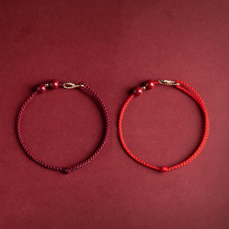 EverestArtStudios Cinnabar Blessing Red String Golden Infinity Symbol Bracelet Anklet