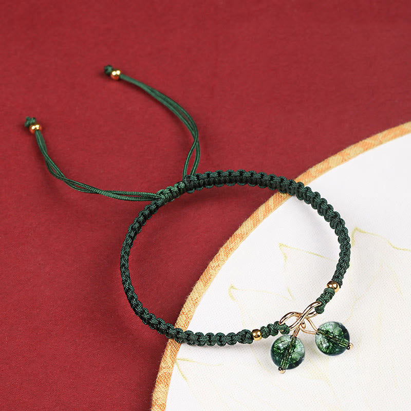 EverestArtstudios Natural Strawberry Quartz Amethyst Green Phantom Bead Positive Bracelet