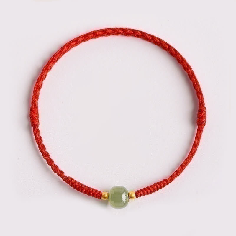 EverestArtstudios Handmade Jade Lucky Bead Prosperity Braided Bracelet