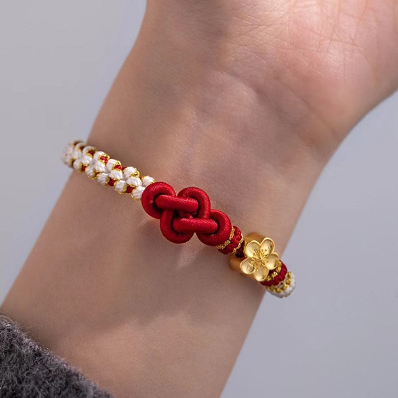EverestArtstudios Handmade True Love Knot Peach Blossom Charm Luck Rope Bracelet
