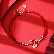 Buddha Stones 925 Sterling Silver Chinese Zodiac Luck Faith Discolor Red String Bracelet