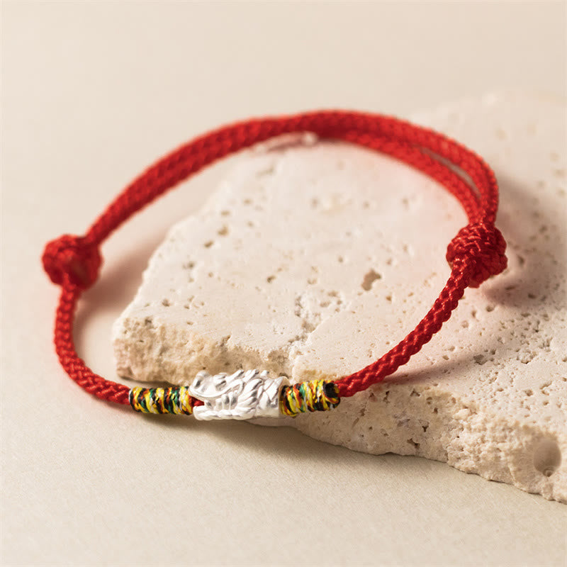 EverestArtstudios 925 Sterling Silver Year of the Dragon Luck Strength Red Rope Bracelet