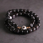 Buddha Stones Ebony Wood Dzi Bead Copper Peace Couple Bracelet