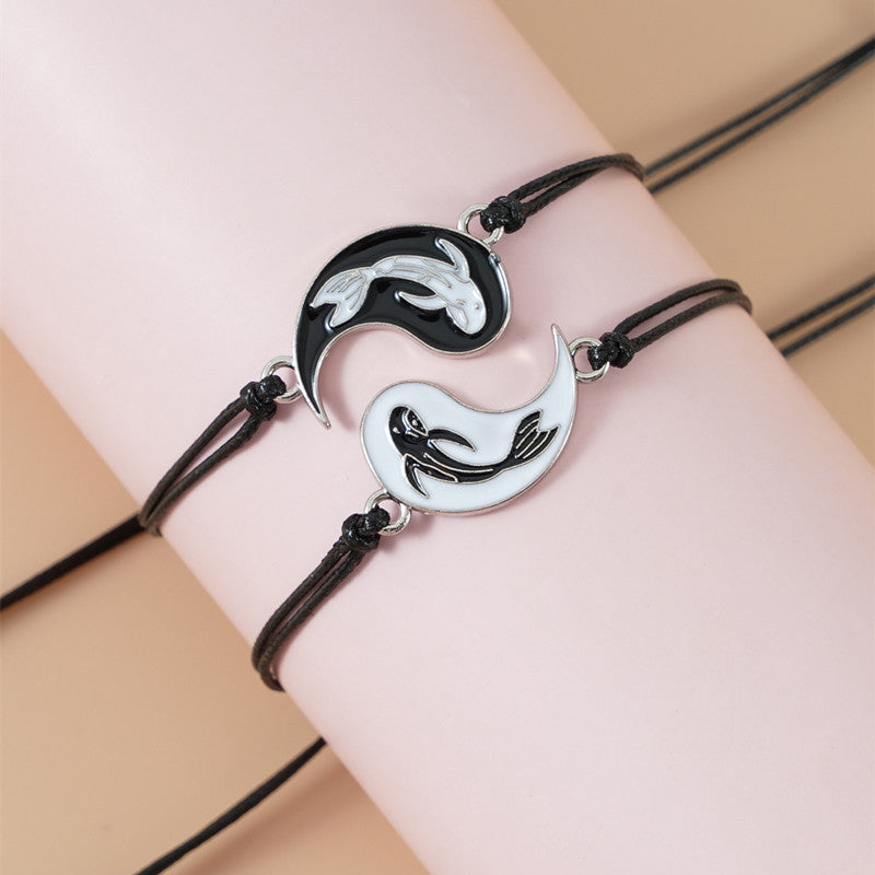 EverestArtStudios 2pcs Yin Yang Hematite Couple Bracelet