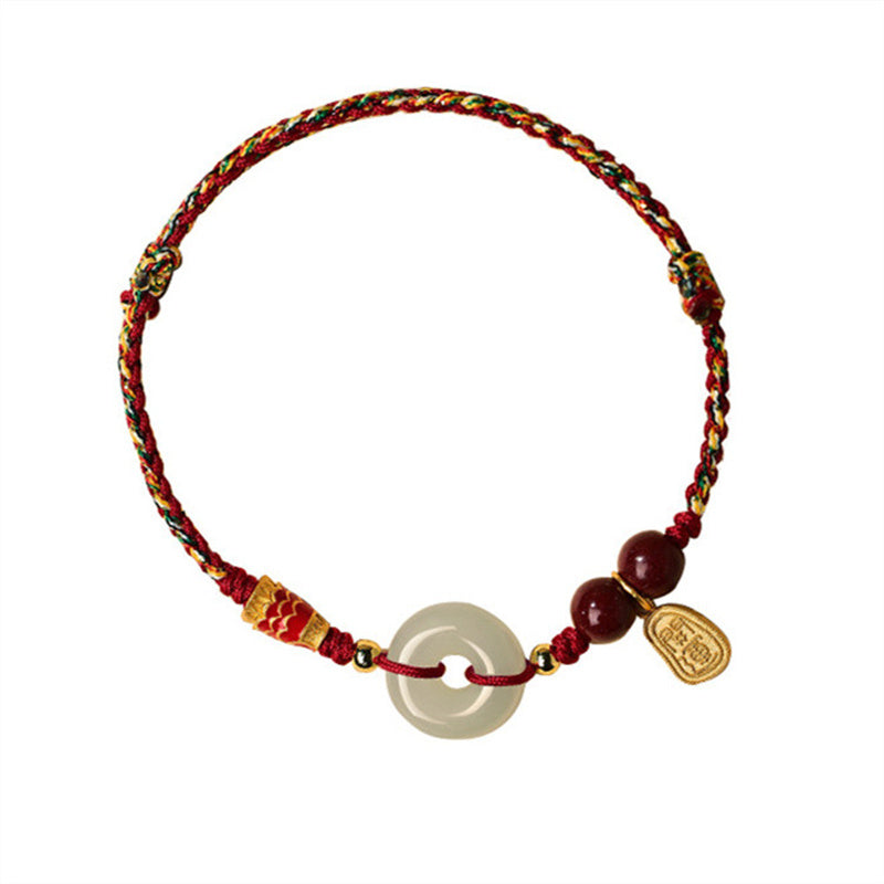 Bracelet koï disque jade Hetian argent 925