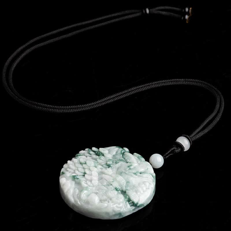 EverestArtstudios Mountain Landscape Jade Abundance String Necklace