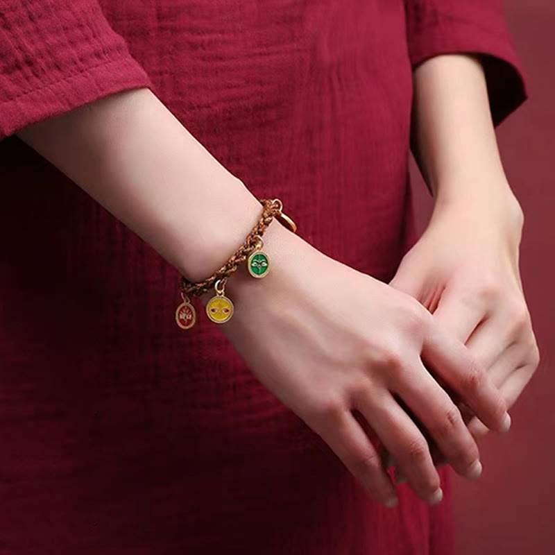 Buddha Stones Tibetan Five God Of Wealth Thangka Luck Braid String Bracelet