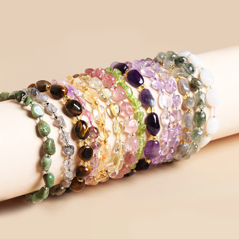 EverestArtstudios Natural Irregular Shape Stone Crystal Meditation Balance Bracelet
