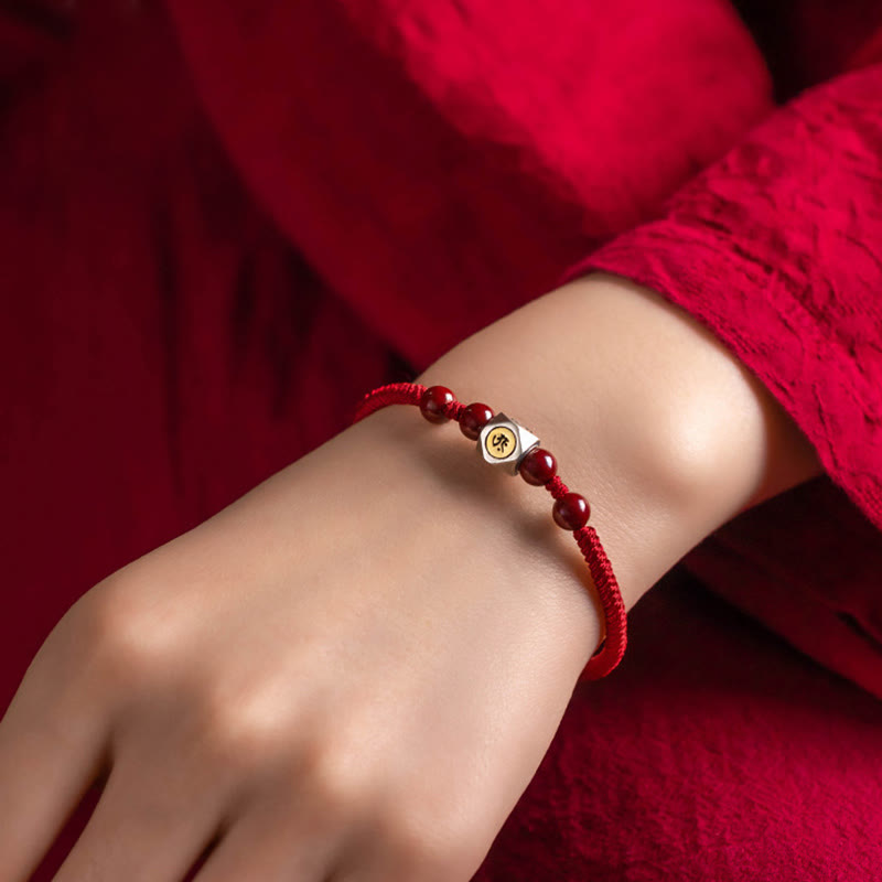 Buddha Stones 925 Sterling Silver Chinese Zodiac Cinnabar Calm Bracelet
