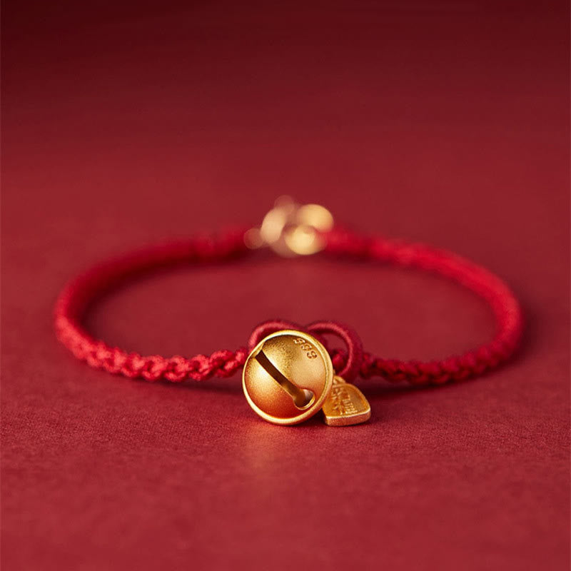 EverestArtstudios Handmade Fu Character Charm Luck Happiness Bell Red Rope Bracelet