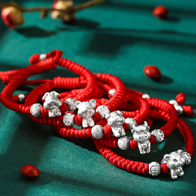 EverestArtstudios 999 Sterling Silver Chinese Zodiac Red Rope Luck Handcrafted Kids Bracelet