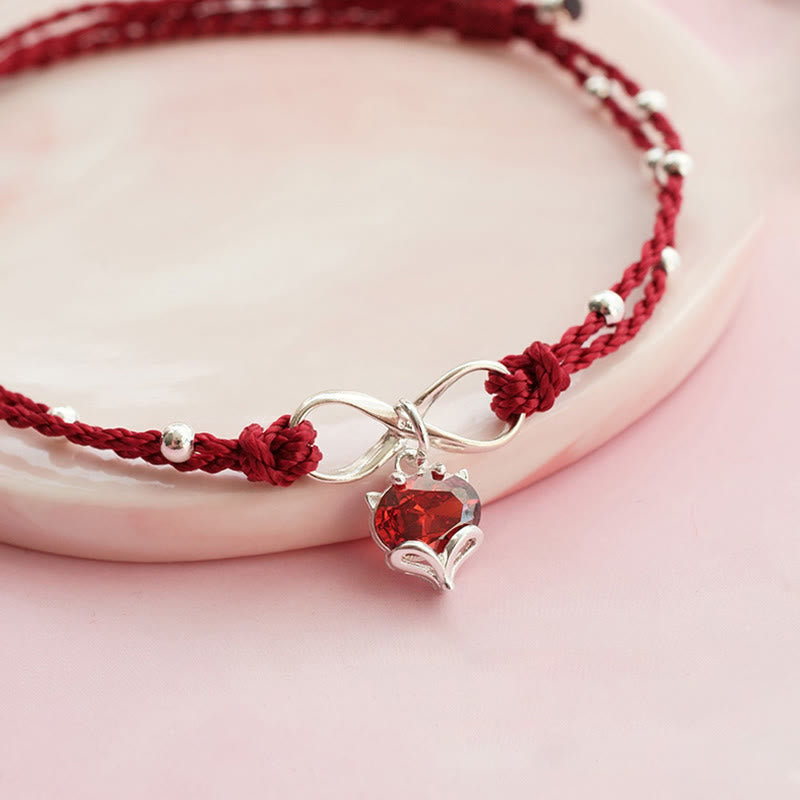EverestArtstudios Love Heart Infinity Symbol Braided String Anklet
