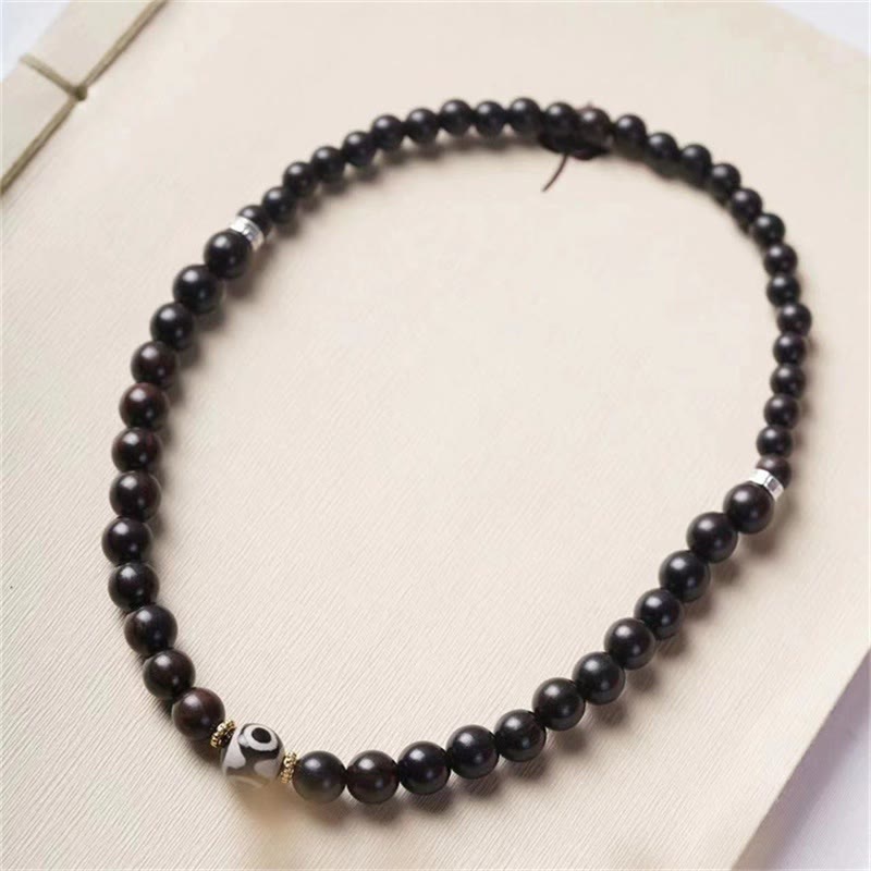 EverestArtStudios Tibet Ebony Wood Dzi Bead Balance Double Wrap Bracelet