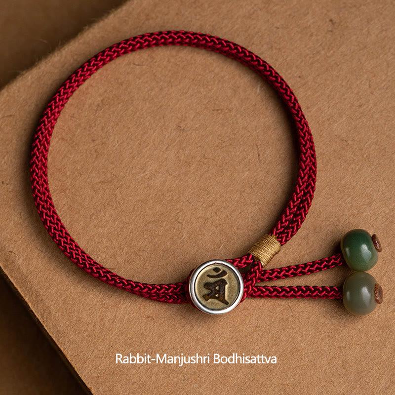 EverestArtStudios 925 Sterling Silver Handmade Chinese Zodiac Natal Buddha Cyan Bodhi Seed Protection Braided Red String Bracelet