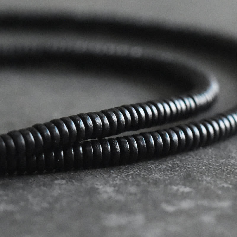 Buddha Stones Ebony Wood Brass Copper Balance Multilayered Bracelet