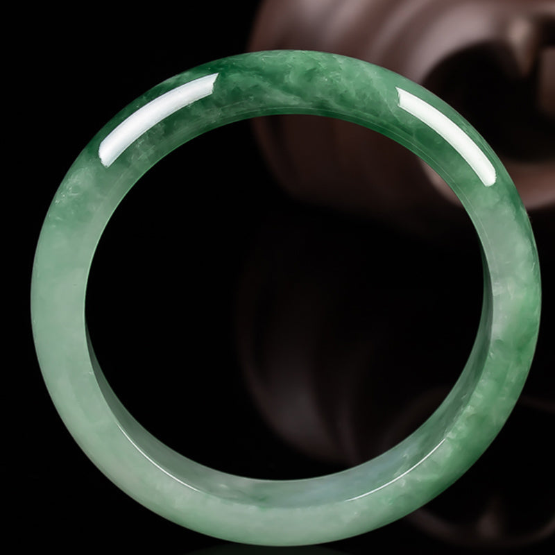 EverestArtStudios Natural Jade Fortune Blessing Bangle Bracelet
