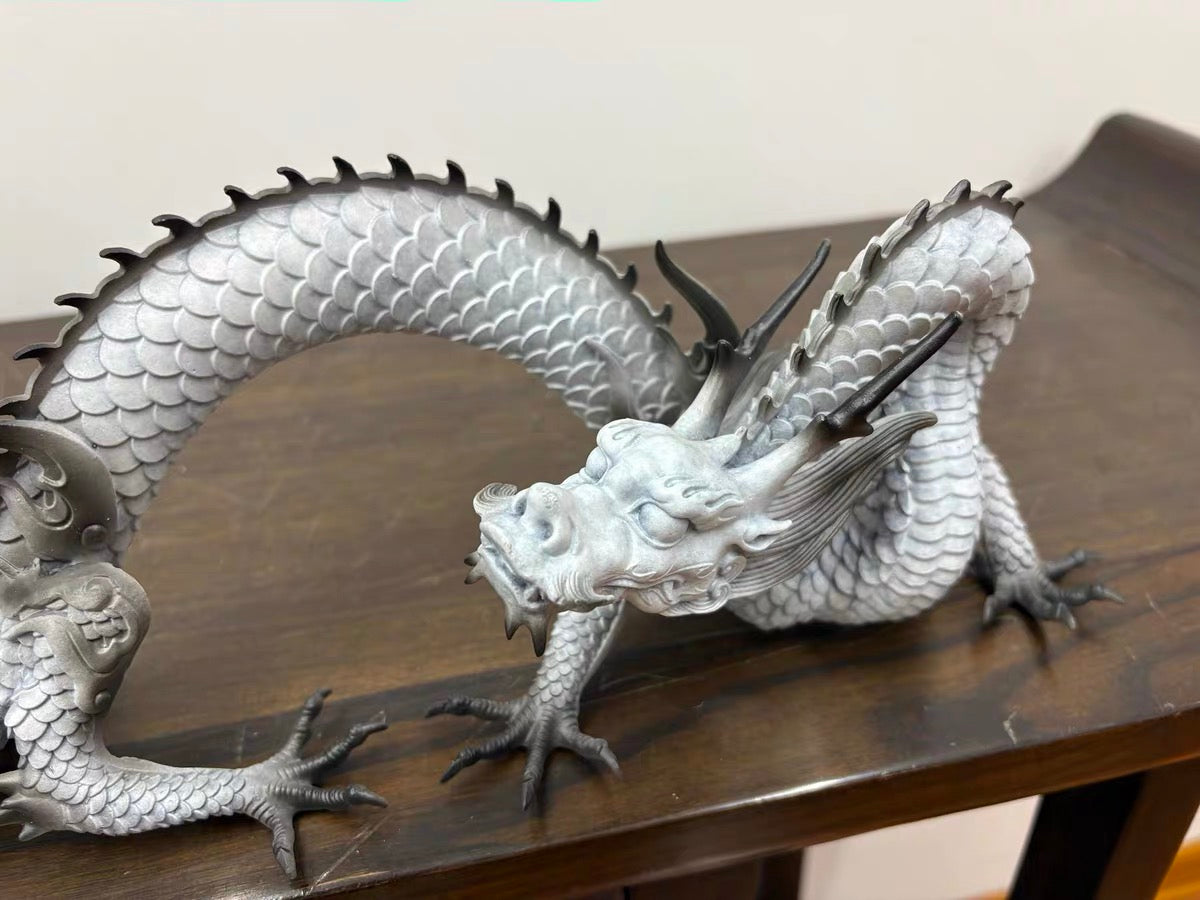 EverestArtStudios Multicolor Handcrafted Brass Dragon Statue: Tibetan Feng Shui Decor