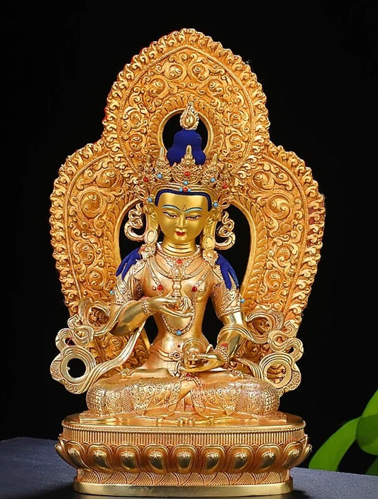Vajrasattva Brass Statue – Full Gilded Nepal-Style Tibetan Buddhist Deity, 25cm / 36cm / 55cm (9.8” / 14.2” / 21.7”) Height