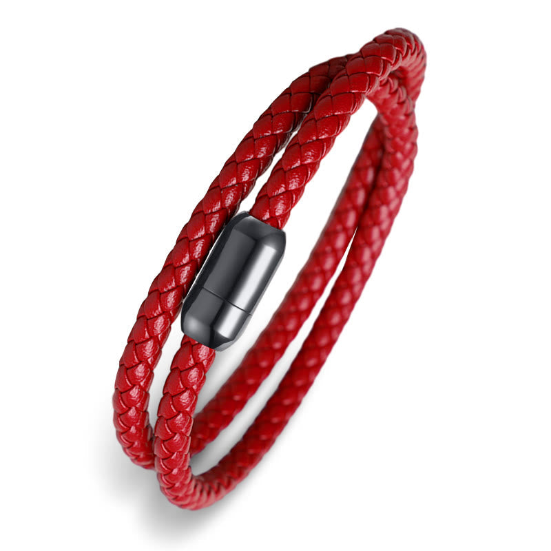 EverestArtstudios Genuine Leather Red String Protection Magnetic Buckle Bracelet