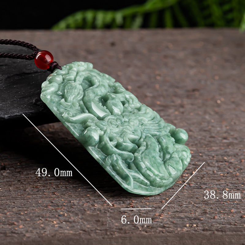 EverestArtstudios Chinese Zodiac Dragon Jade Strength Necklace String Pendant