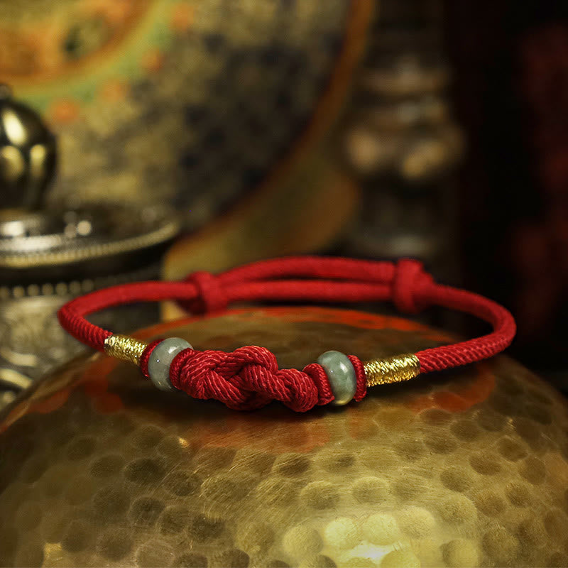 EverestArtStudios Red String Jade Luck Fortune Knot Braided Couple Bracelet