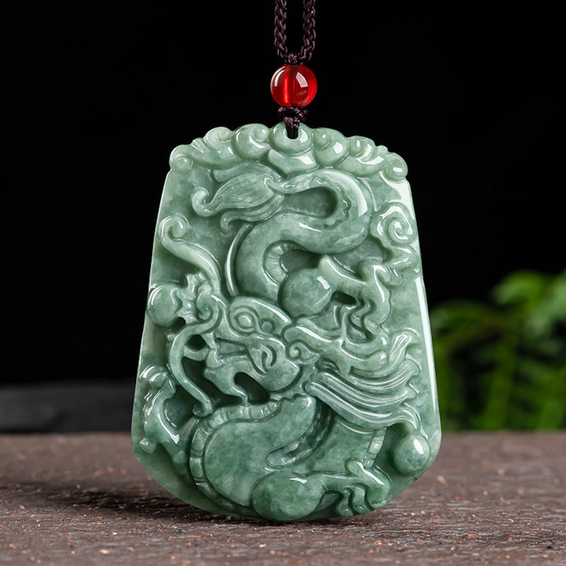 EverestArtstudios Chinese Zodiac Dragon Jade Strength Necklace String Pendant