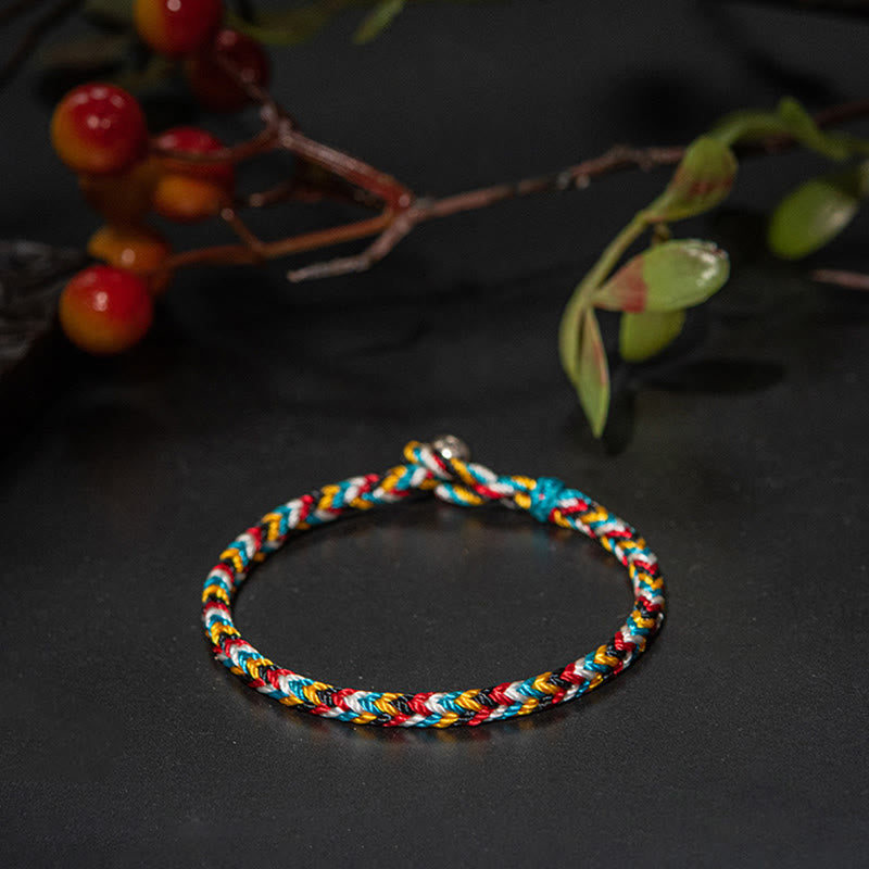 EverestArtstudios Tibet Handmade Five Color Thread Protection Braid String Bracelet