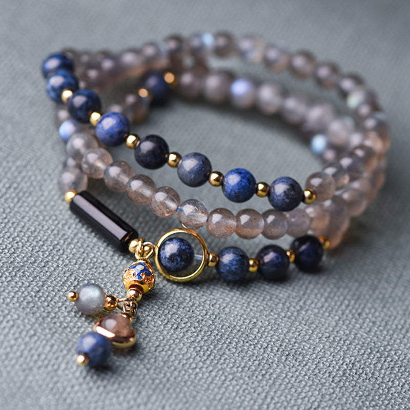 Buddha Stones Moonstone Lazurite Lapis Lazuli Calm Healing Positive Bracelet