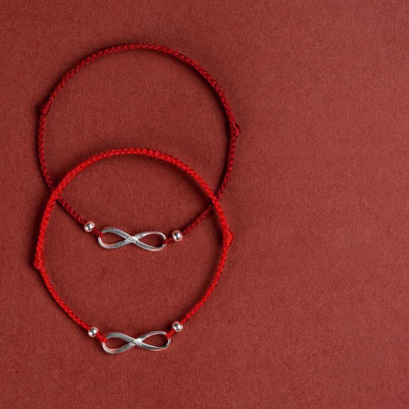 EverestArtstudios 925 Sterling Silver Endless Knot Protection Luck Red String Bracelet Anklet