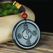 EverestArtstudios Natural Hetian Cyan Jade Yin Yang Luck Harmony Necklace Pendant