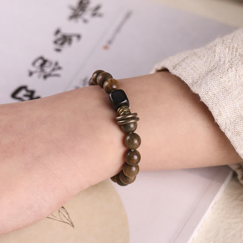 Buddha Stones Tibetan Green Sandalwood Crystal Soothing Peace Bracelet