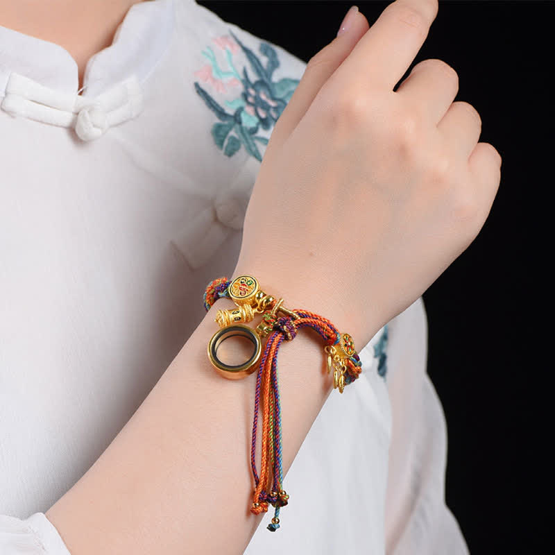 EverestArtStudios Tibetan Om Mani Padme Hum Dreamcatcher Luck Colorful Reincarnation Knot String Bracelet