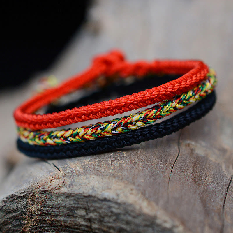 EverestArtStudios Tibetan Handmade Eight Thread Peace Knot Protection Braided String Bracelet