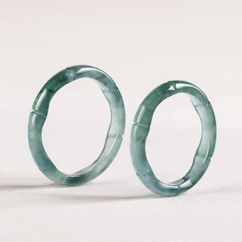 EverestArtstudios Natural Jade Bamboo Prosperity Abundance Ring